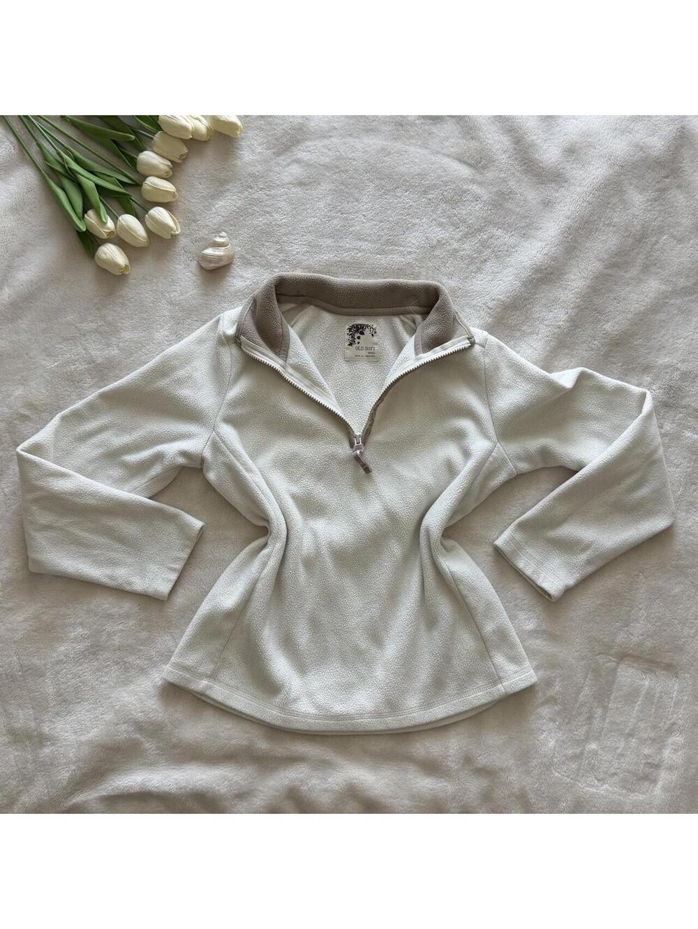 vintage Old Navy cream & tan quarter zip fleece